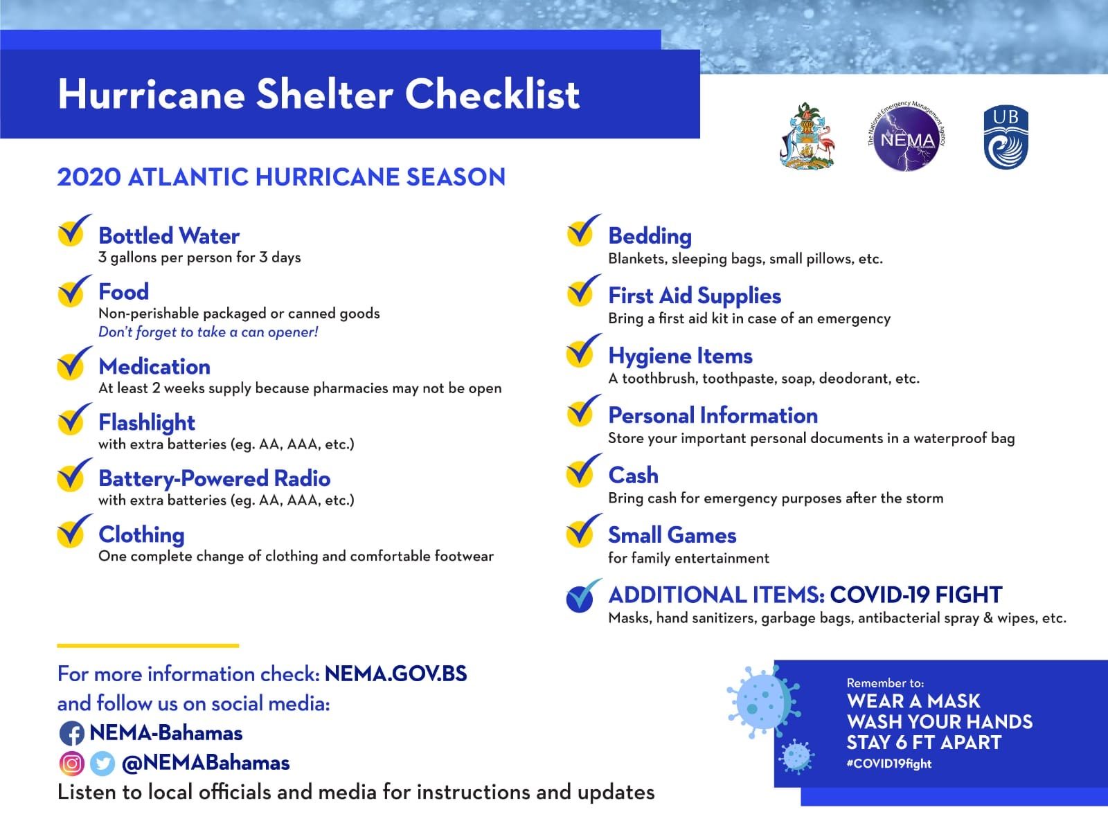 NEMA Hurricane Shelters & Preparedness Checklist Bahamas Immigration